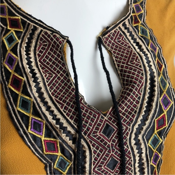 Mustard Yellow Embroidered Maxi Dress - Picture 3 of 10